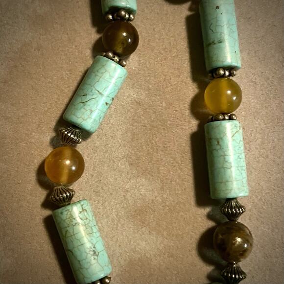 Turquoise and Natural Semiprecious Gemstones Necklace - Picture 2 of 4